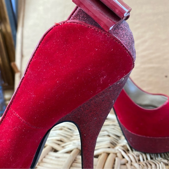 Qupid red stiletto heels with glittery accents - Picture 7 of 8